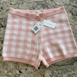 L*Space Womens Size L Francie Pink White Sweater Knit Shorts ~ NWT